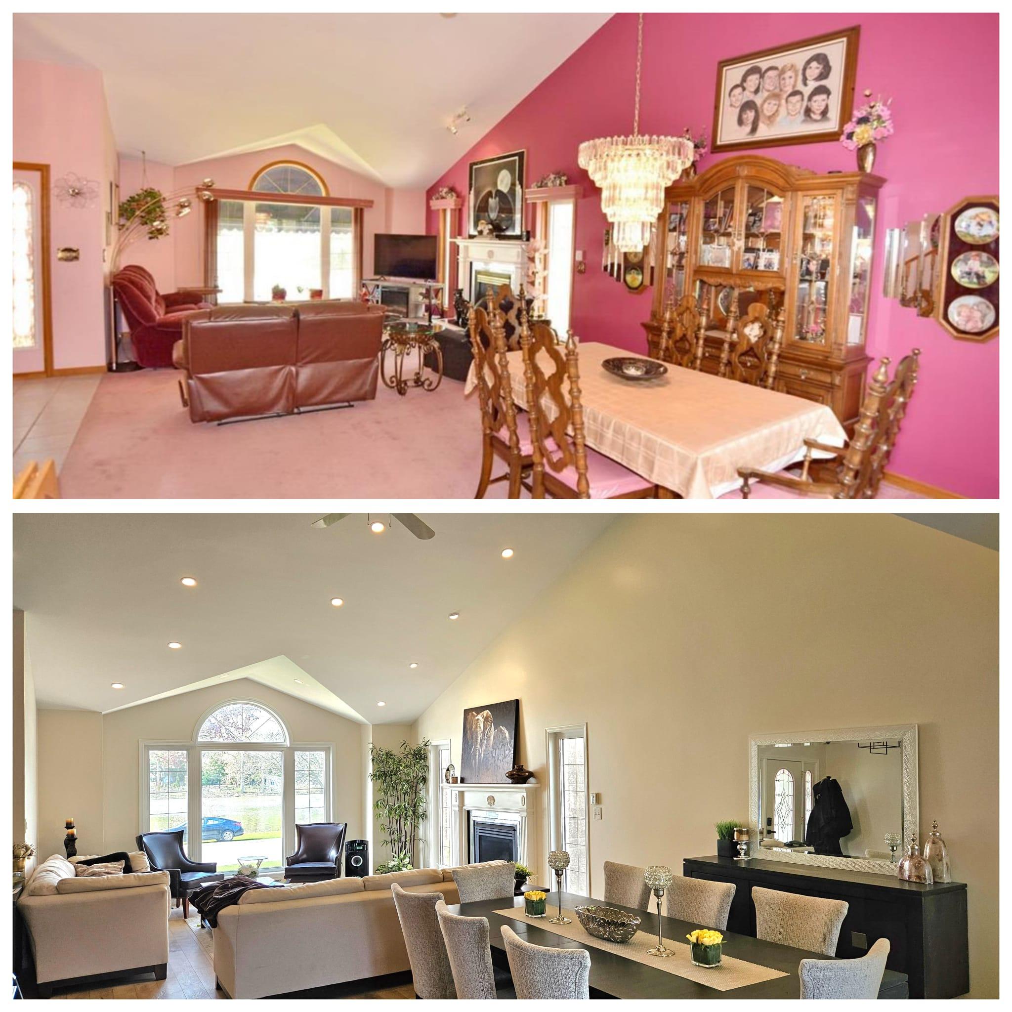 Living room repaint — before and after
