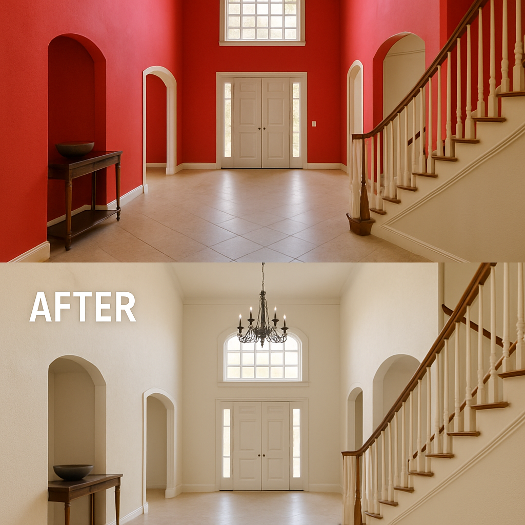 Foyer repaint — before and after