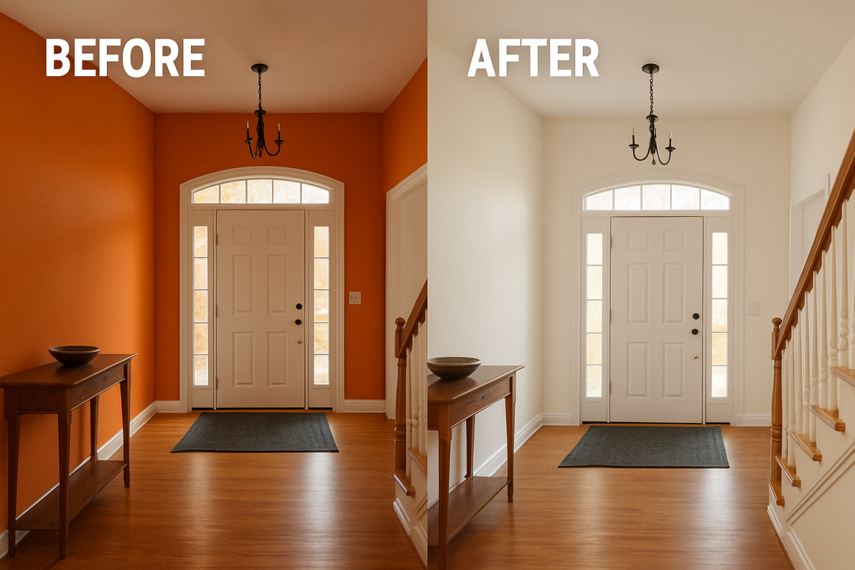 Entryway color change — before and after
