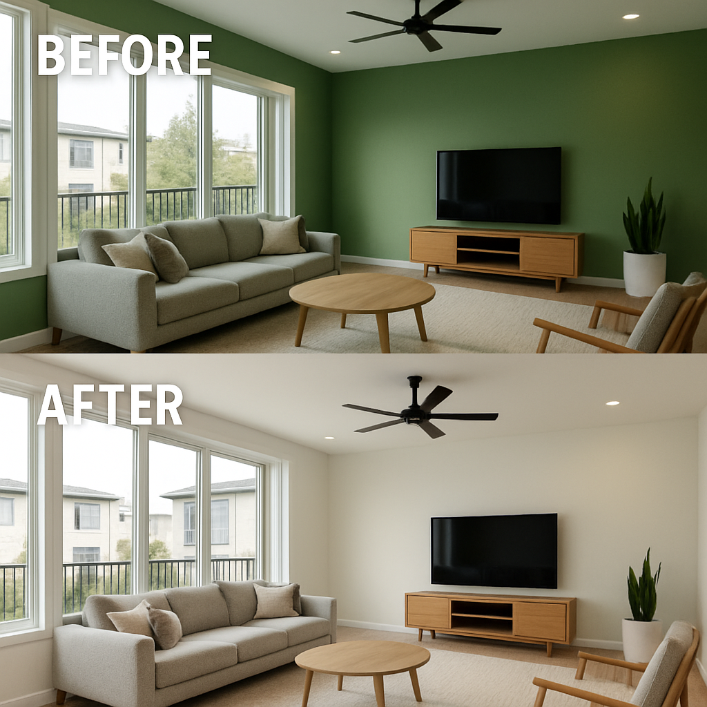 Living room color refresh — before and after